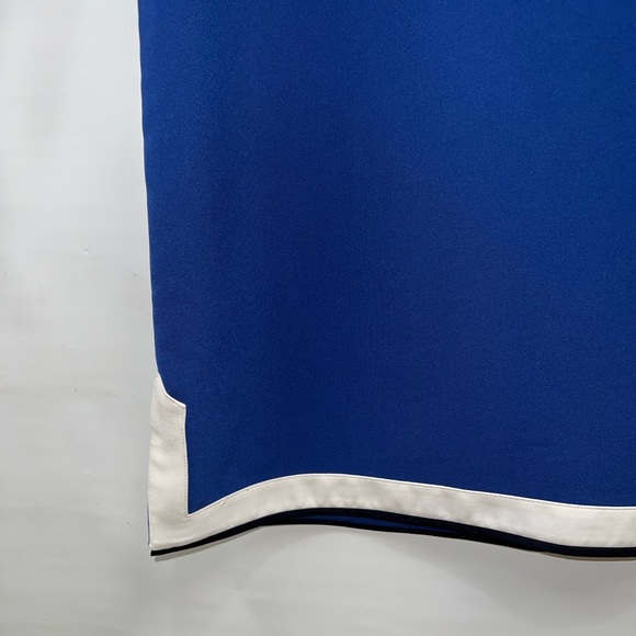 Ann Taylor Dress Womens Size Medium Blue Black Polyester V-Neck Classic - Picture 13 of 15